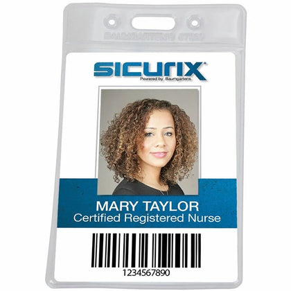 SICURIX Badge Holder: Horizontal Vinyl Clear 3.5’’x2.5’’ - 50 Pack - ID Badges & Supplies