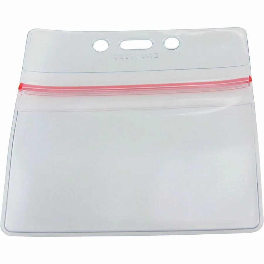 SICURIX Badge Holder: Horizontal Vinyl Clear Zipper Lock - 50 Pack - ID Badges & Supplies