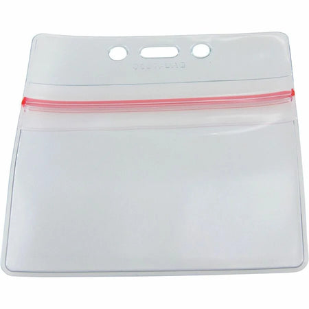 SICURIX Badge Holder: Horizontal Vinyl Clear Zipper Lock - 50 Pack - ID Badges & Supplies
