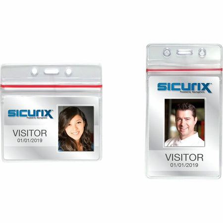SICURIX Badge Holder: Horizontal Vinyl Clear Zipper Lock - 50 Pack - ID Badges & Supplies
