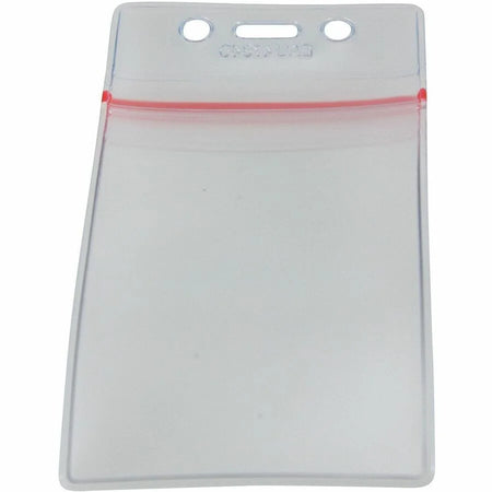 SICURIX Badge Holder: Vertical Vinyl Clear Zipper Lock - 50 Pack - ID Badges & Supplies