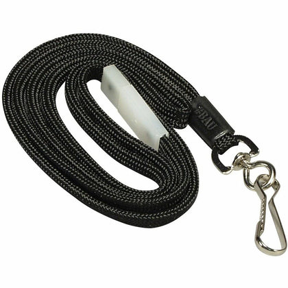 SICURIX Breakaway Lanyard with J-Hook Attachment - 0.3’’ x 36’’ - Black - ID Badges & Supplies