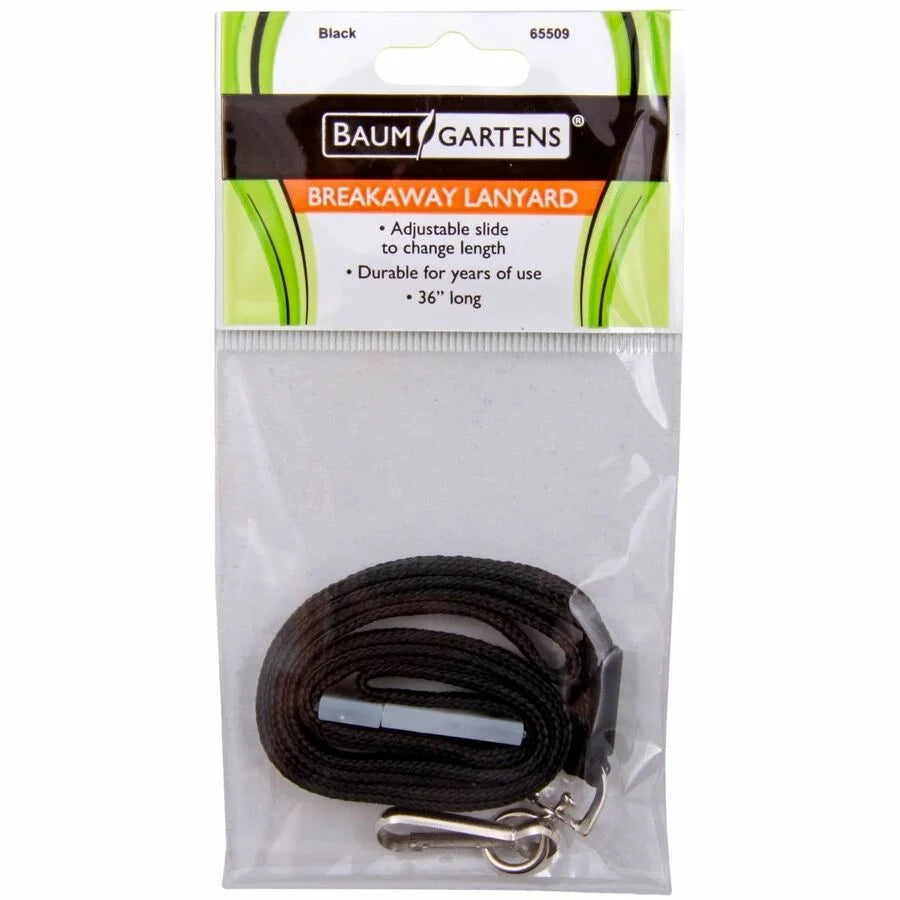 SICURIX Breakaway Lanyard with J-Hook Attachment - 0.3’’ x 36’’ - Black - ID Badges & Supplies
