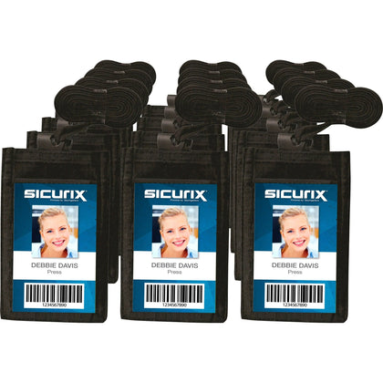 SICURIX Business Card Carrying Case: Black Nylon Pouch - ID Badges & Supplies