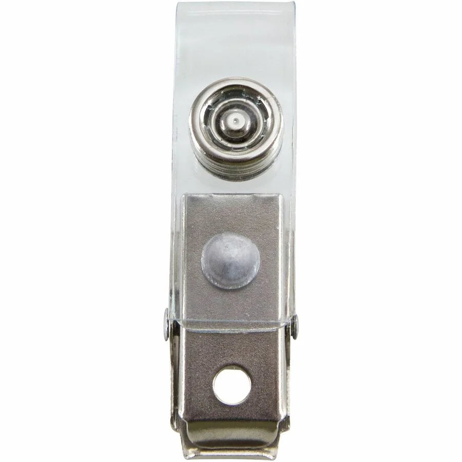 SICURIX Button ID Badge Strap Clips: Clear Metal Clips 25 Pack - Badges & Supplies