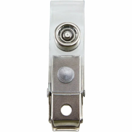 SICURIX Button ID Badge Strap Clips: Clear Metal Clips 25 Pack - Badges & Supplies