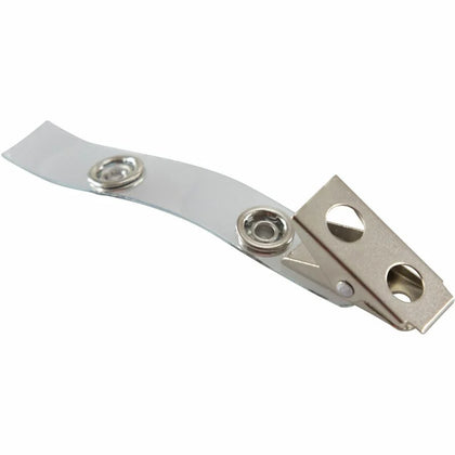 SICURIX Button ID Badge Strap Clips: Clear Metal Clips 25 Pack - Badges & Supplies