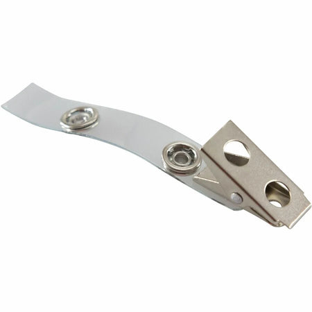 SICURIX Button ID Badge Strap Clips: Clear Metal Clips 25 Pack - Badges & Supplies
