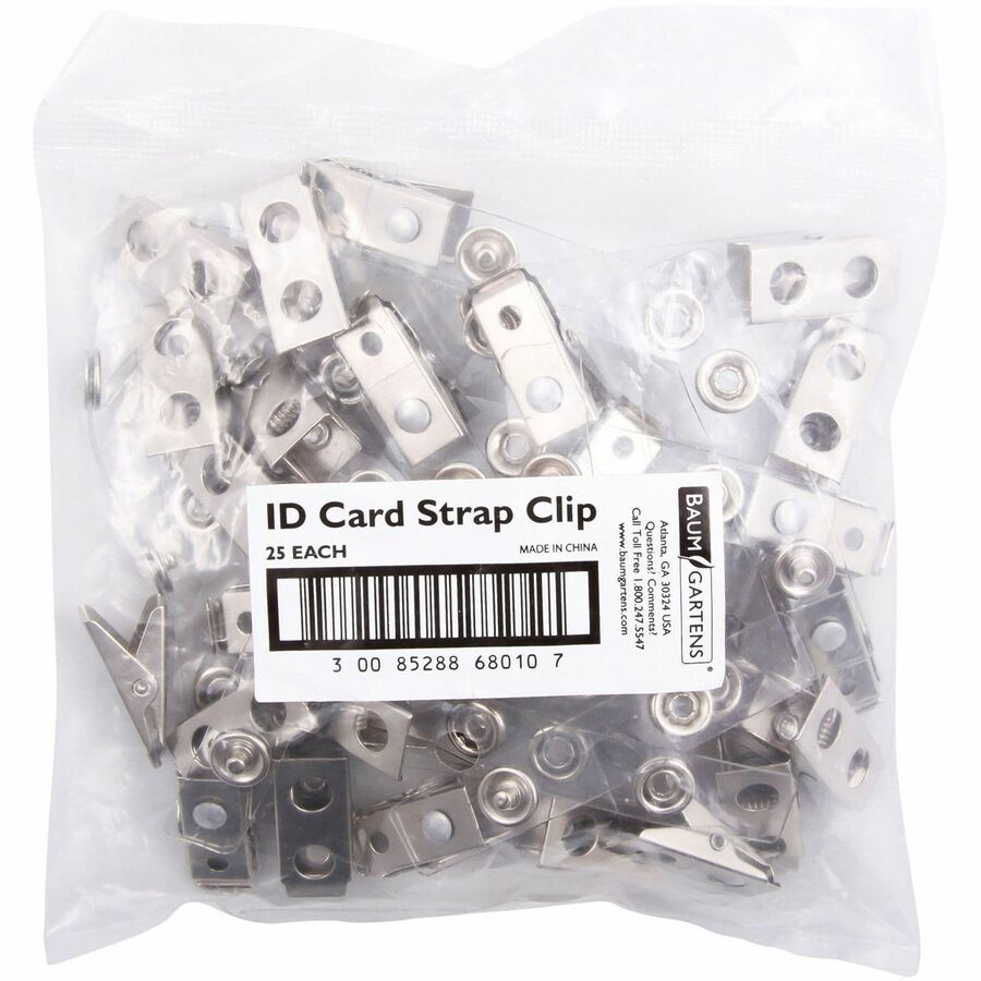 SICURIX Button ID Badge Strap Clips Clip 25 Pack CLEAR (68010) - Alternate-Image1