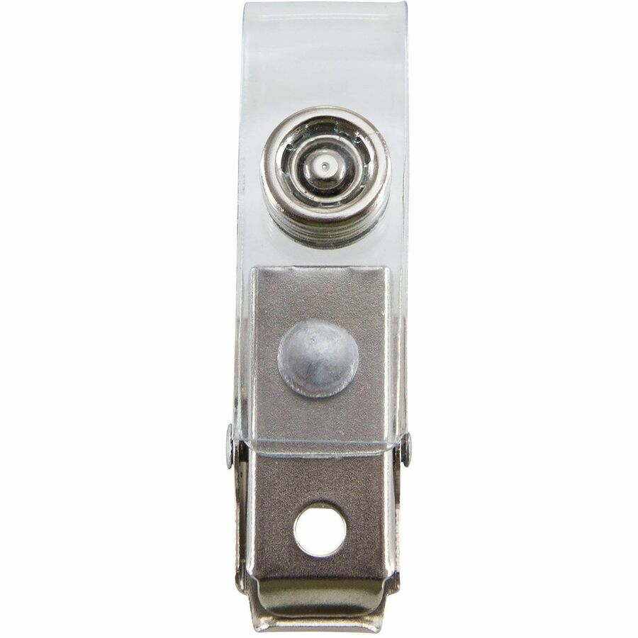 SICURIX Button ID Badge Strap Clips Clip 25 Pack CLEAR (68010) - Rear