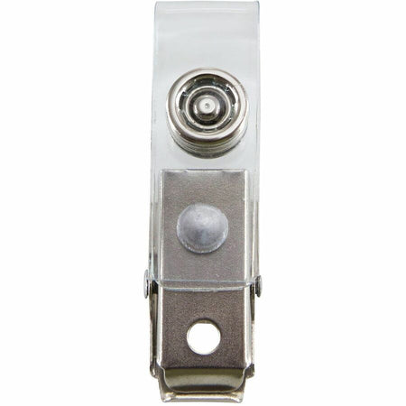 SICURIX Button ID Badge Strap Clips Clip 25 Pack CLEAR (68010) - Rear