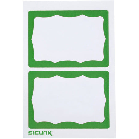 SICURIX Green Border Adhesive Badges 2 Per Sheet 100 Pack White - 2000