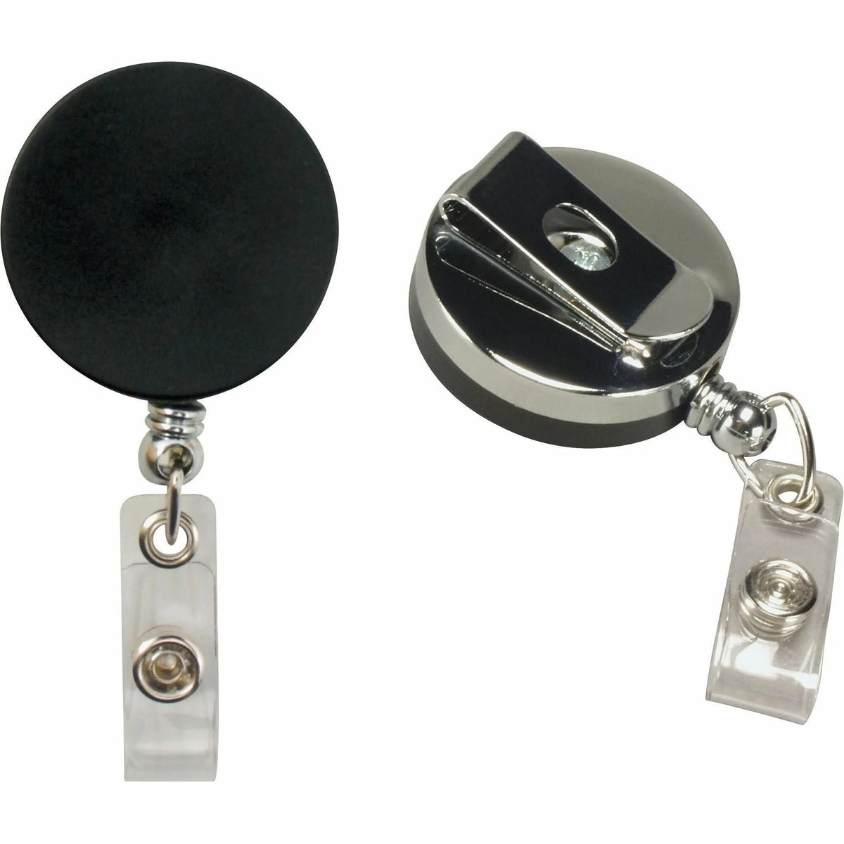 SICURIX Heavy-Duty ID Card Reel: Plastic Black - 1 Each - Badges & Supplies