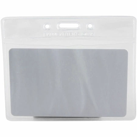 SICURIX Horizontal Badge Holder - Clear Vinyl - 2.5’’ x 3.5’’ - 50 Pack - ID Badges & Supplies