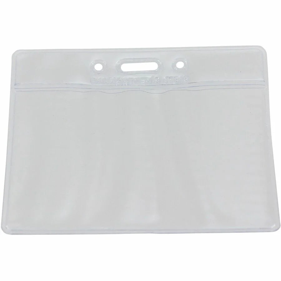 SICURIX Horizontal Badge Holder - Clear Vinyl - 2.5’’ x 3.5’’ - 50 Pack - ID Badges & Supplies