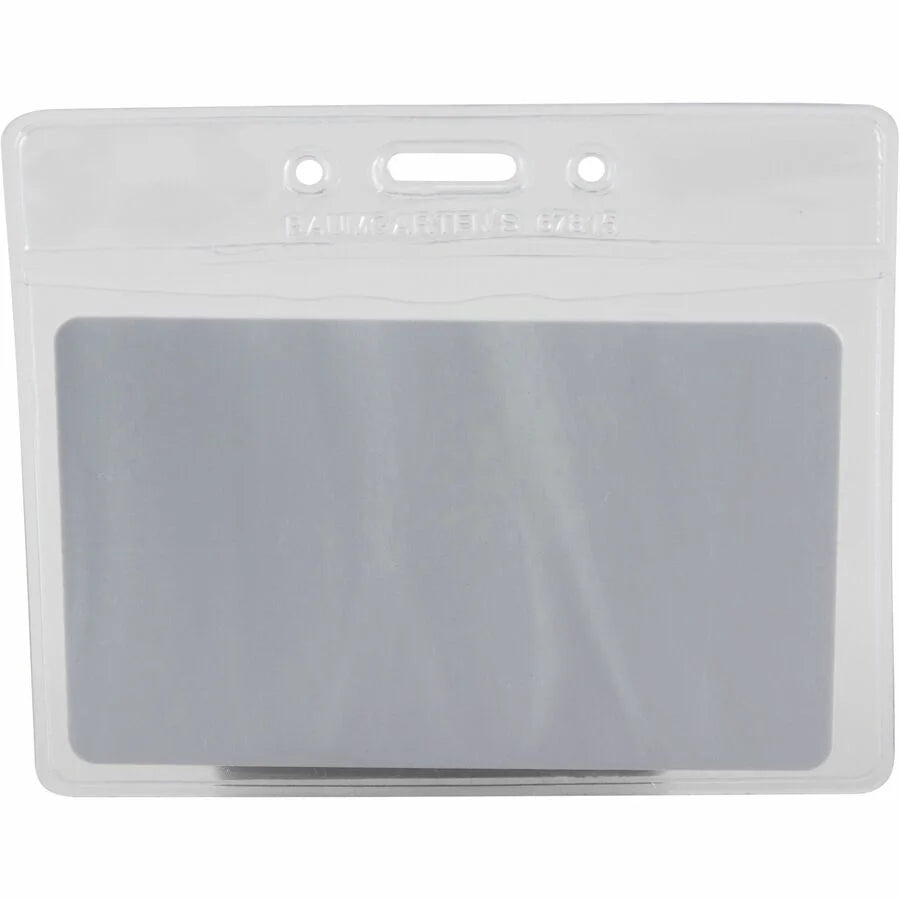 SICURIX Horizontal Badge Holder - Clear Vinyl - Sturdy Transparent Design - ID Badges & Supplies
