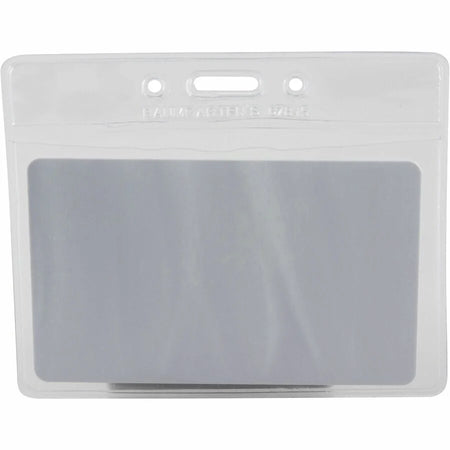 SICURIX Horizontal Badge Holder - Clear Vinyl - Sturdy Transparent Design - ID Badges & Supplies