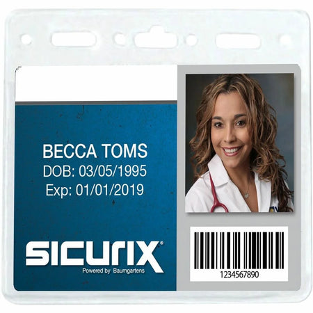 SICURIX Horizontal Badge Holder - Clear Vinyl - Sturdy Transparent Design - ID Badges & Supplies