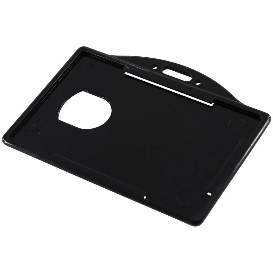 SICURIX Horizontal Plastic Badge Holder in Black - 25 Pack - ID Badges & Supplies