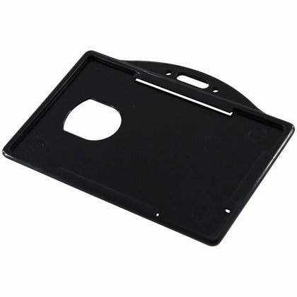 SICURIX Horizontal Plastic Badge Holder in Black - 25 Pack - ID Badges & Supplies
