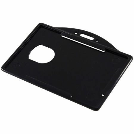 SICURIX Horizontal Plastic Badge Holder in Black - 25 Pack - ID Badges & Supplies