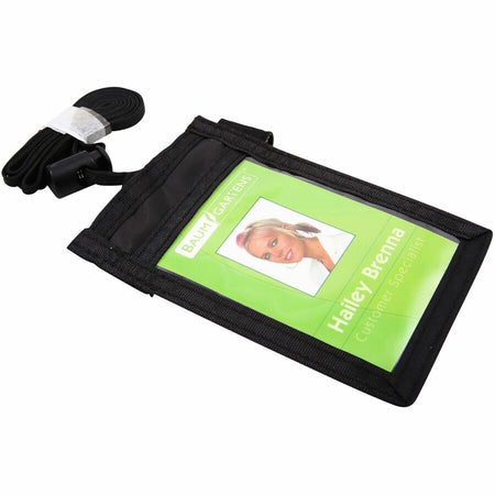 SICURIX ID Neck Pouch Badge Holder Vertical Adjustable Cord Black (55120) - Alternate-Image2