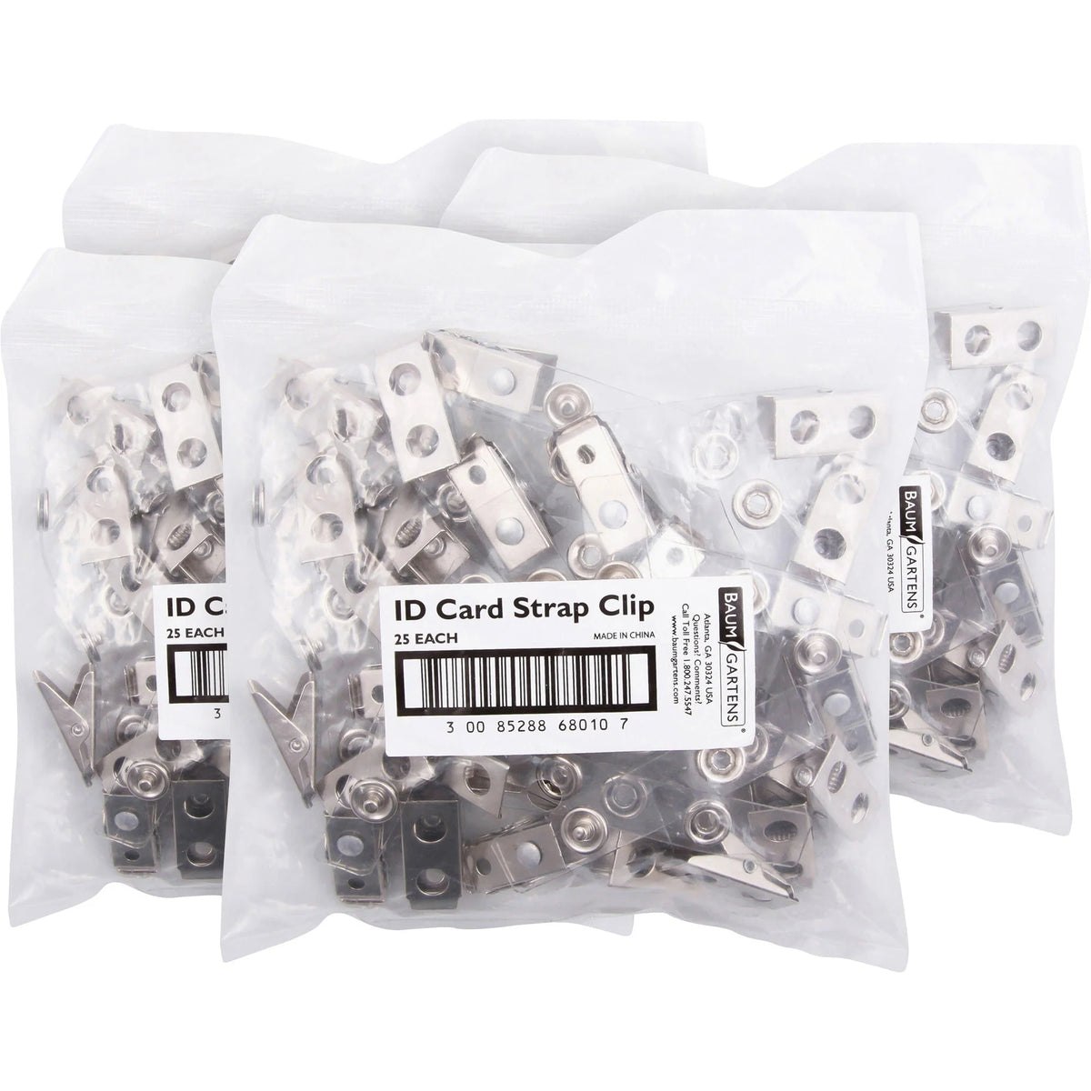 SICURIX ID Strap Clip Adapter: 2.8’’ Length x 0.4’’ Width - Clear - 25/Pack - Badges & Supplies