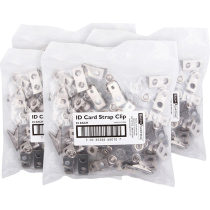SICURIX ID Strap Clip Adapter: 2.8’’ Length x 0.4’’ Width - Clear - 25/Pack - Badges & Supplies
