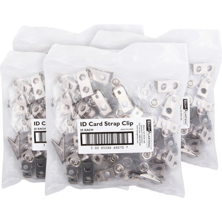 SICURIX ID Strap Clip Adapter: 2.8’’ Length x 0.4’’ Width - Clear - 25/Pack - Badges & Supplies