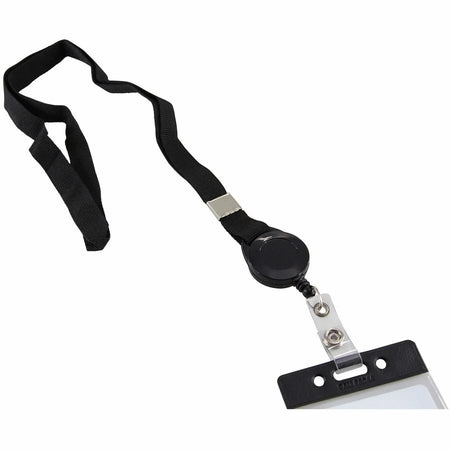 SICURIX Lanyard Card Reel: 36’’ Black - 12 Pack - ID Badges & Supplies