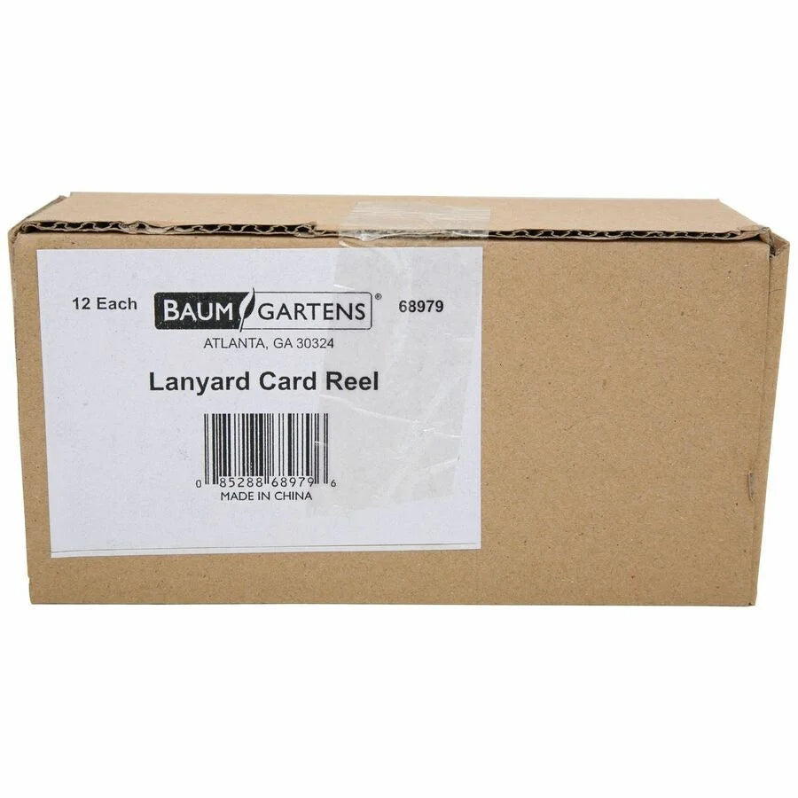 SICURIX Lanyard Card Reel: 36’’ Black - 12 Pack - ID Badges & Supplies