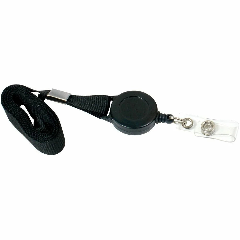 SICURIX Lanyard Card Reel: 36’’ Black - 12 Pack - ID Badges & Supplies