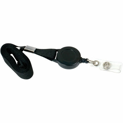 SICURIX Lanyard Card Reel: 36’’ Black - 12 Pack - ID Badges & Supplies