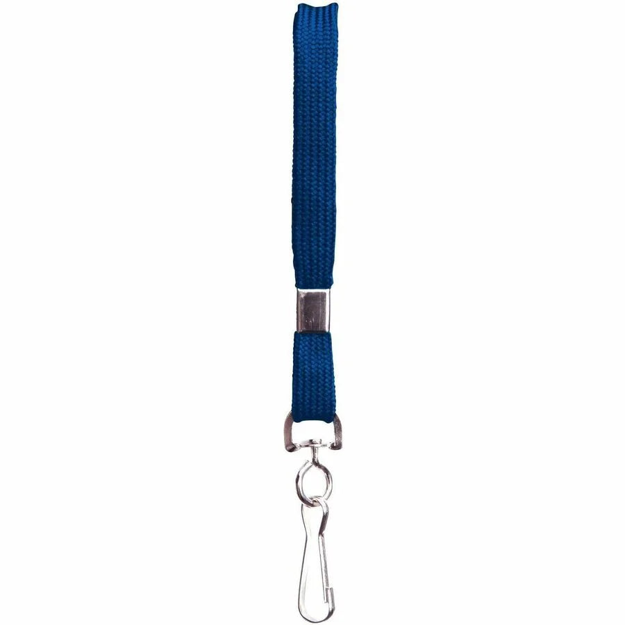 SICURIX Metal Hook Lanyard: 0.4’’ x 36’’ Blue - 100 Pack - ID Badges & Supplies