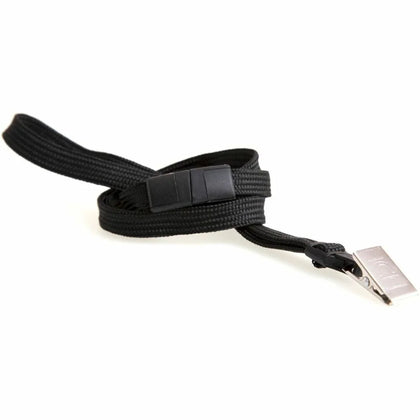 SICURIX Safety Breakaway Lanyard: Clasp Attachment 36’’ Length Black - 12/Pack - ID Badges & Supplies