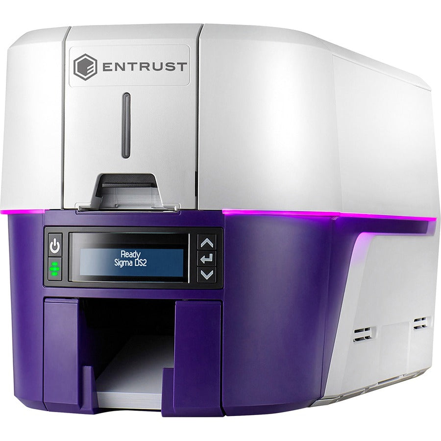 SICURIX Sigma DS2 Double Sided Dye Sublimation/Thermal Transfer Printer - Color - Card Print - USB - Silver, Blue - Left