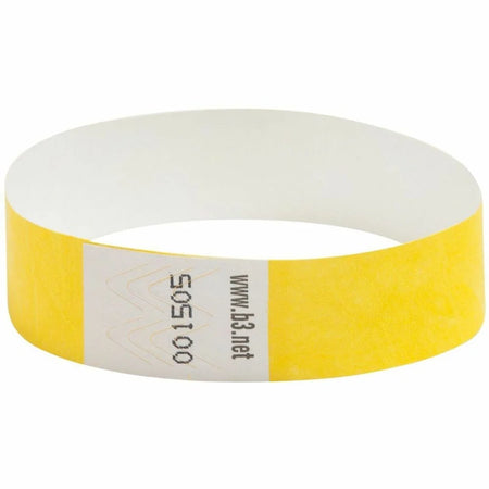 SICURIX Tyvek Security Wristbands - Yellow - 100 Pack - ID Badges & Supplies