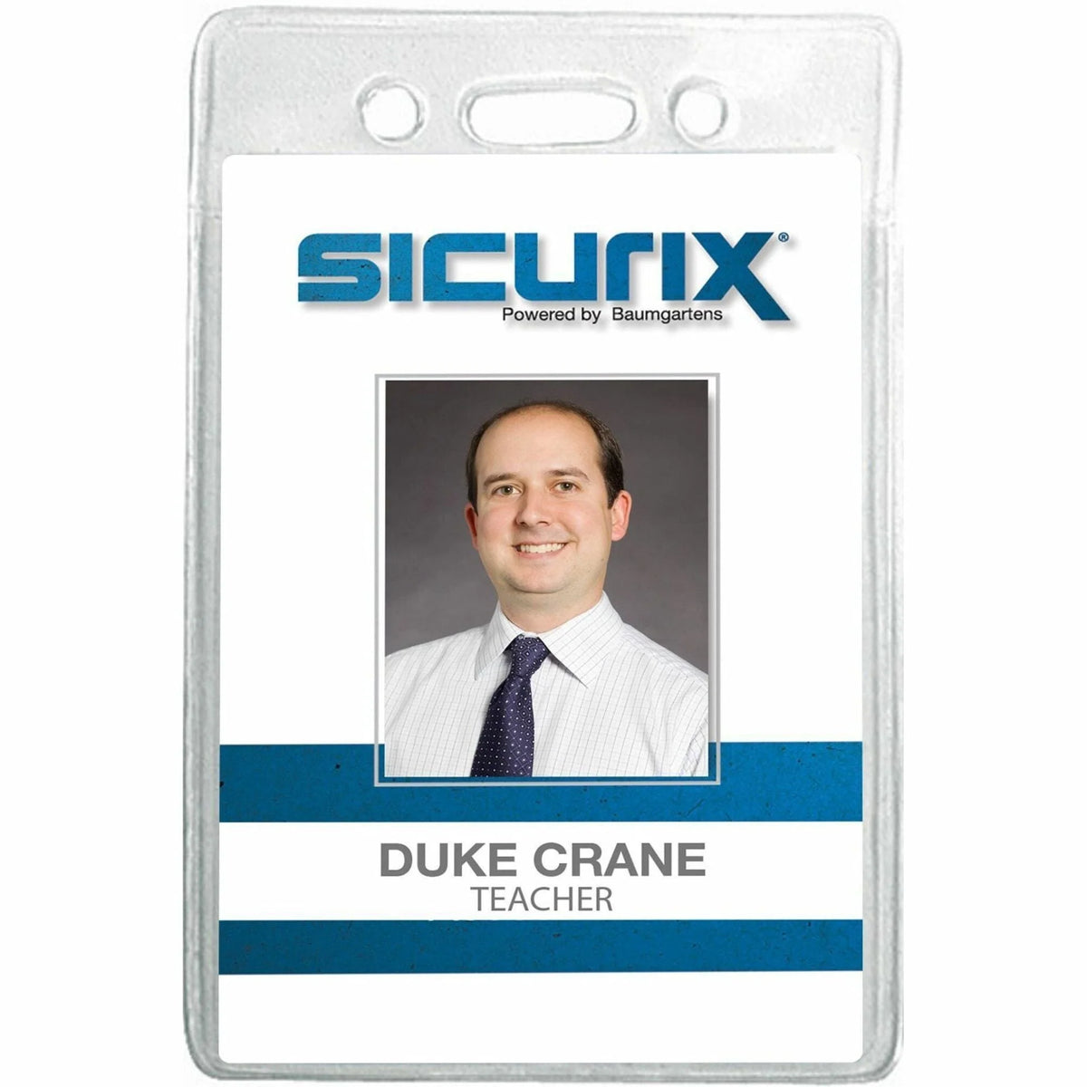 SICURIX Vertical Badge Holder - Clear Vinyl - Sturdy - 12 Pack - ID Badges & Supplies