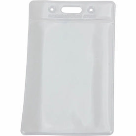 SICURIX Vertical Badge Holder - Clear Vinyl - Sturdy - 12 Pack - ID Badges & Supplies