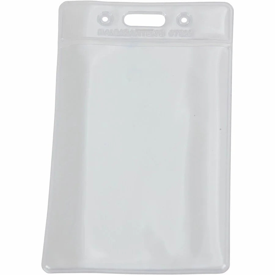 SICURIX Vertical Badge Holder - Clear Vinyl - Sturdy - 12 Pack - ID Badges & Supplies