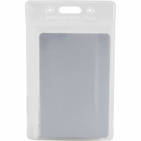 SICURIX Vertical Badge Holder - Clear Vinyl - Sturdy - 12 Pack - ID Badges & Supplies
