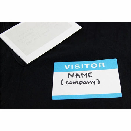 SICURIX Visitor Adhesive Badges - 100 Pack White - Easy Peel - 2 Per Sheet - ID & Supplies