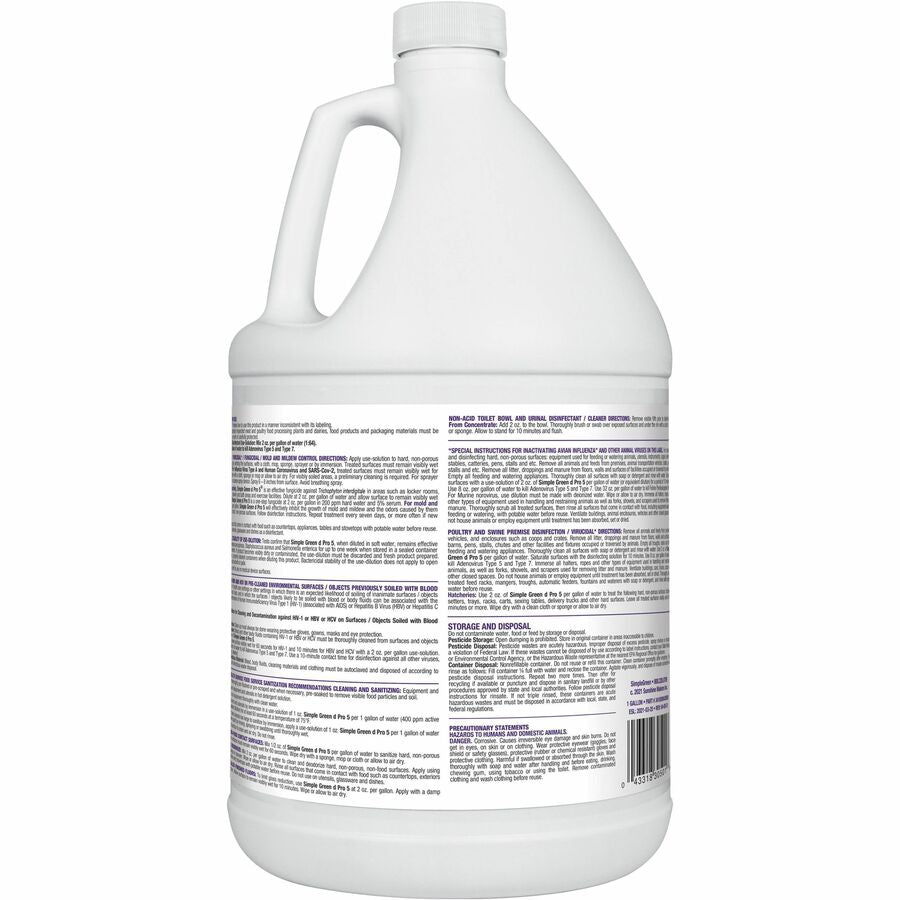 Simple Green D Pro 5 One-Step Disinfectant - Rear