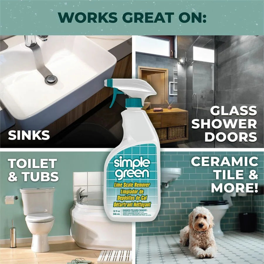 Simple Green Lime Scale Remover Spray - Multi Surface Cleaner - 32 fl oz - Wintergreen Scent - Specialty Cleaners