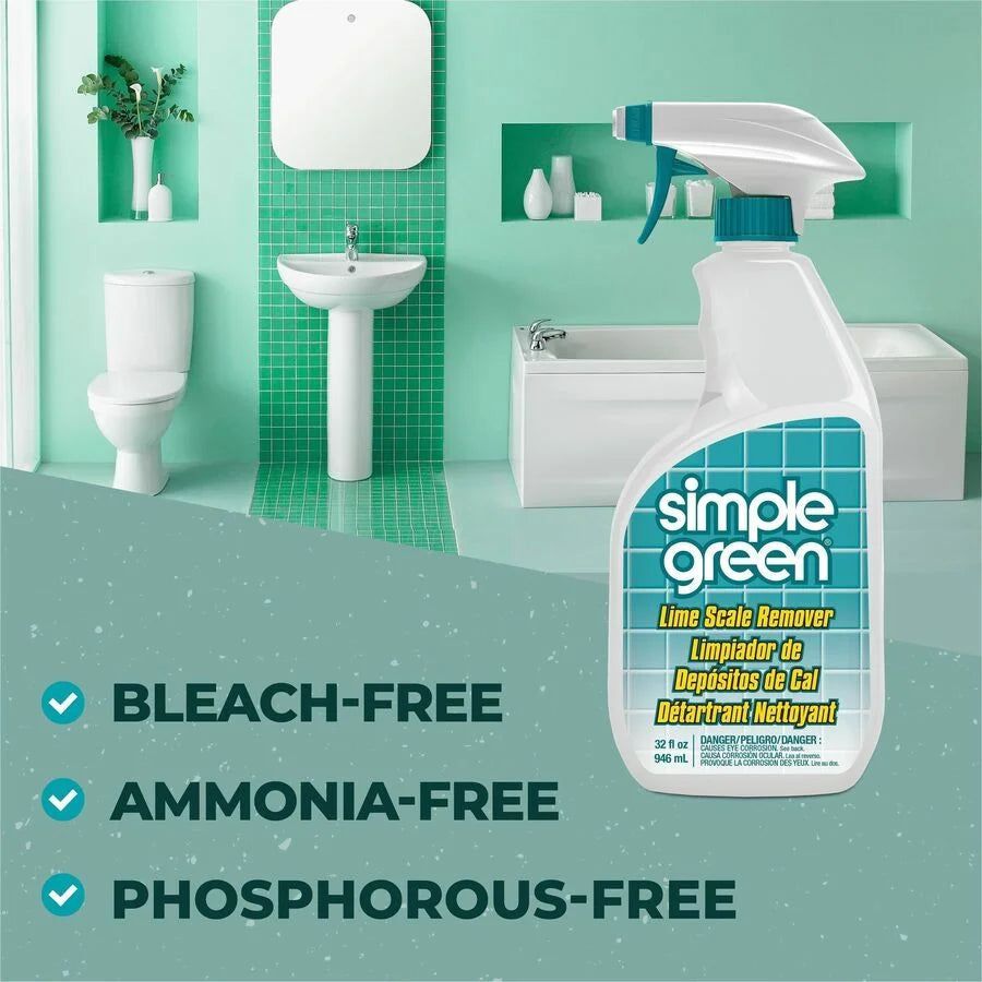 Simple Green Lime Scale Remover Spray - Multi Surface Cleaner - 32 fl oz - Wintergreen Scent - Specialty Cleaners