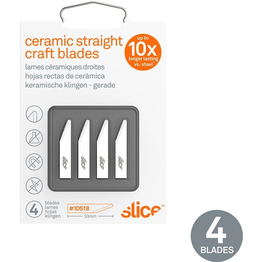 Slice Ceramic Craft Knife Blades - 1.30’’ Length - Zirconium Oxide - White - 4 Pack - Utility Replacement
