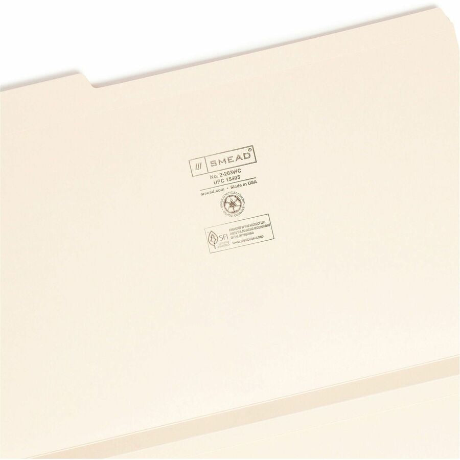 Smead 1/3 Tab Cut Legal Recycled Expanding File - 8 1/2’’ x 14’’ - 1 Expansion - Top Location - Assorted Position