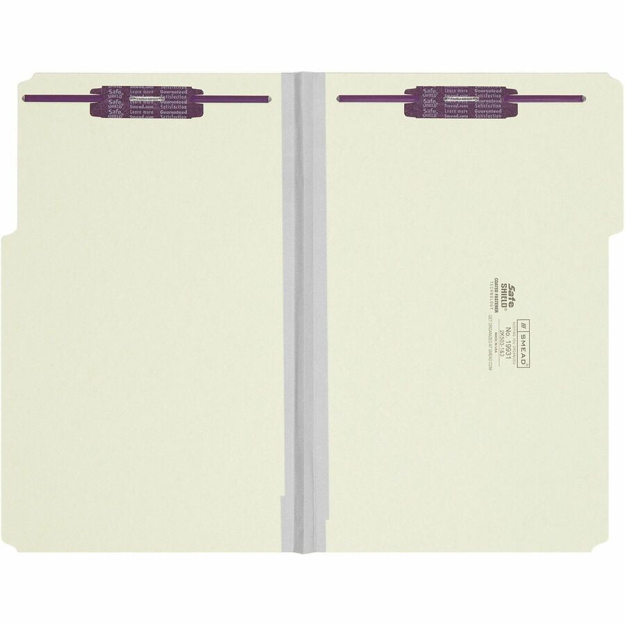 Smead 1/3 Tab Cut Legal Recycled Fastener Folder - 8 1/2’’ x 14’’ - 1’’ Expansion - 2 2S Fastener(s) - 2’’ for - Folders