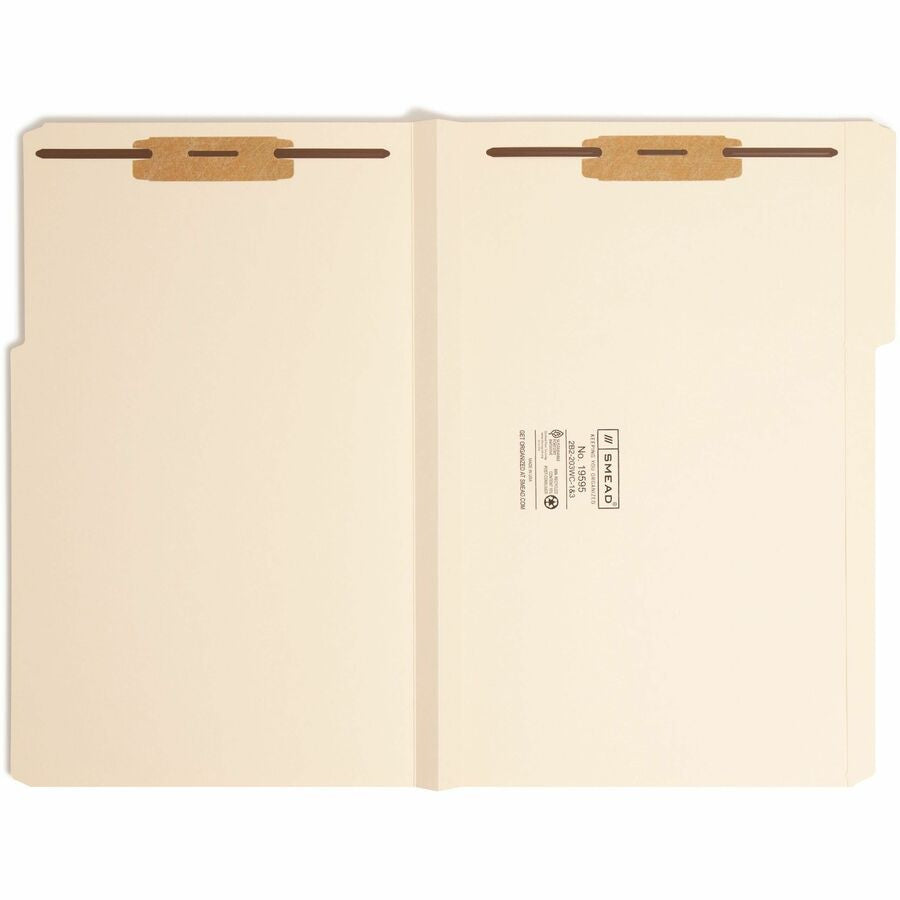 Smead 1/3 Tab Cut Legal Recycled Fastener Folder - 8 1/2’’ x 14’’ - 1 Expansion - 2 2B Fastener(s) - for - Folders