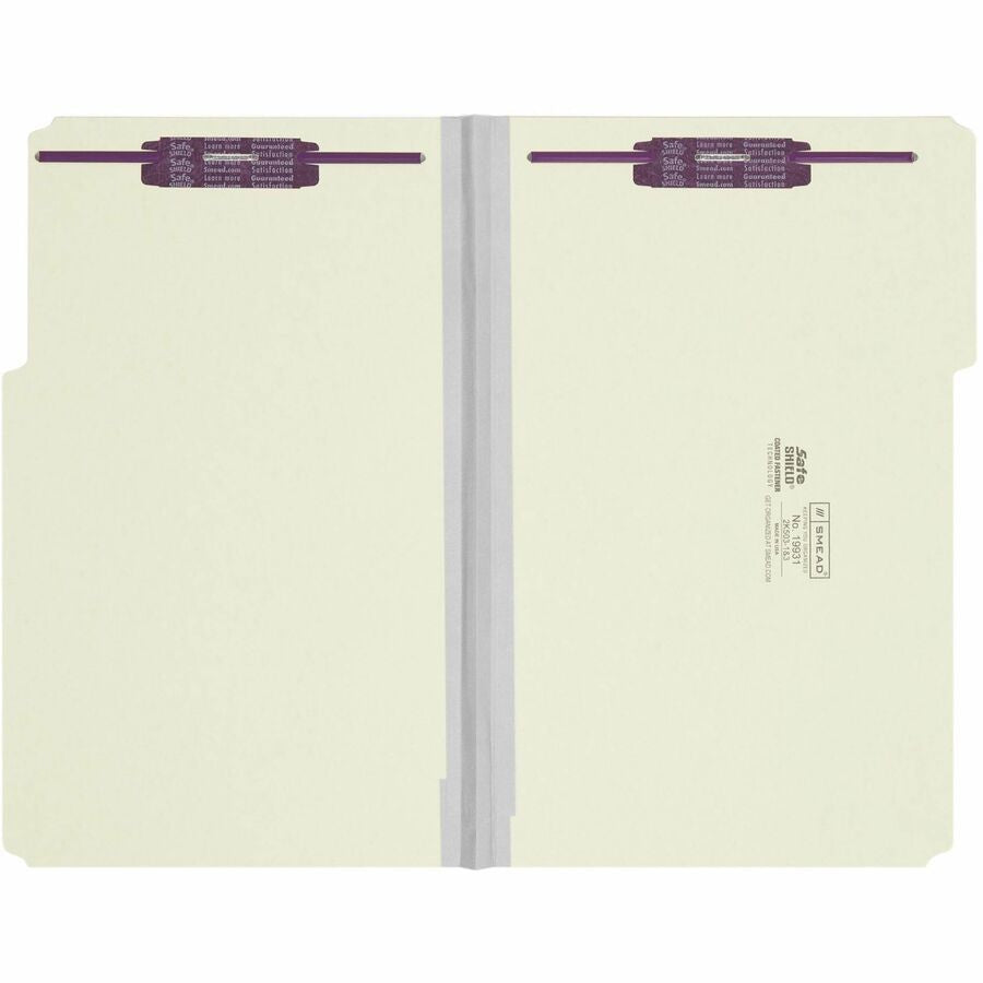 Smead 1/3 Tab Cut Legal Recycled Fastener Folder - 8 1/2’’ x 14’’ - 1’’ Expansion - 2 2S Fastener(s) - 2’’ for - Folders